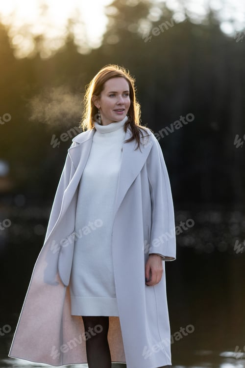 Preview: portrait of a beautiful woman on a frosty day