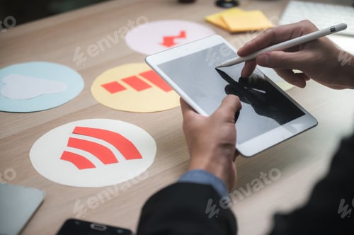 Preview: business financial sign concept, professional business person wearing suit are working