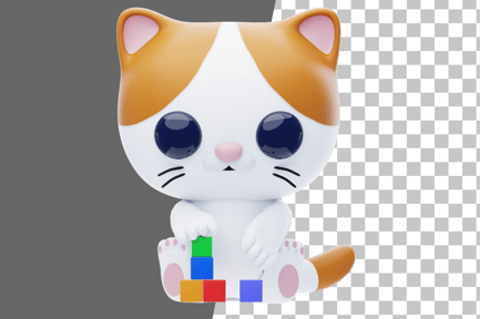 Preview: Cat Character Stacking Toy Blocks 3D Illustration