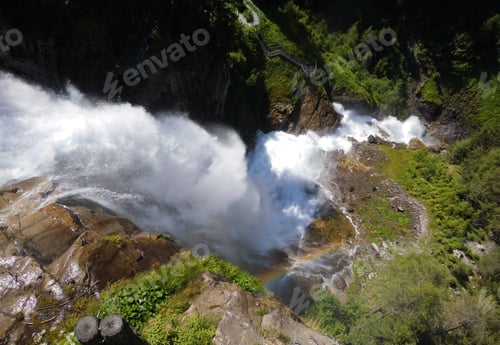 Preview: Fasting mountain stream rapids - Stuibenfall Austria dramatic waterfall