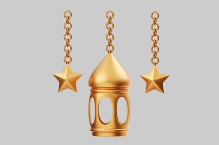 Preview: Golden ramadan lantern with star chains