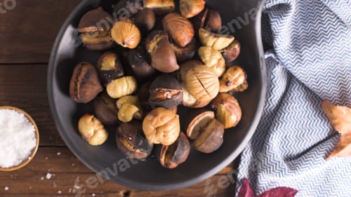 Preview: Roasted chestnuts in cast iron pan