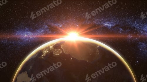 Preview: Brilliant Sunrise over Planet Earth with Stars
