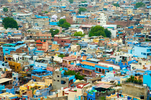 Preview: Aerial view of Jodhpur Blue City. Jodphur, Rajasthan, India
