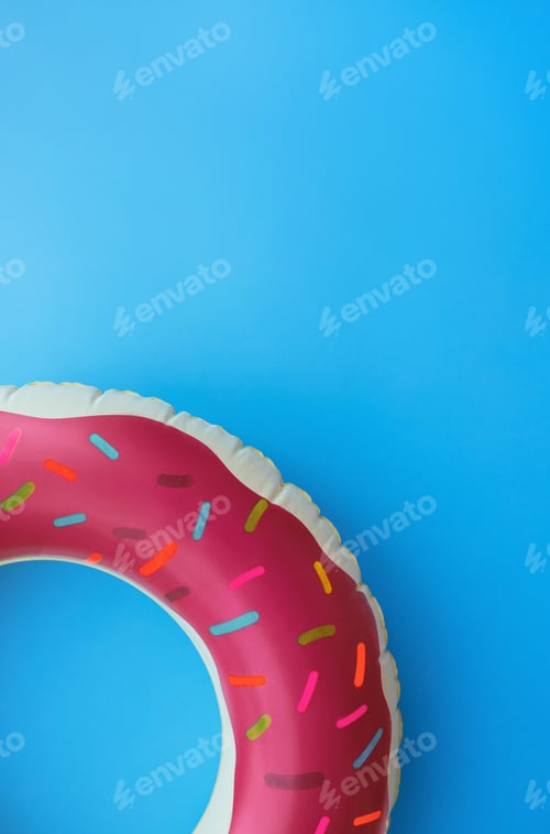 Preview: circle donut on blue background summer banner for text