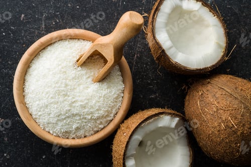 Preview: coconuts with coconuts flakes.