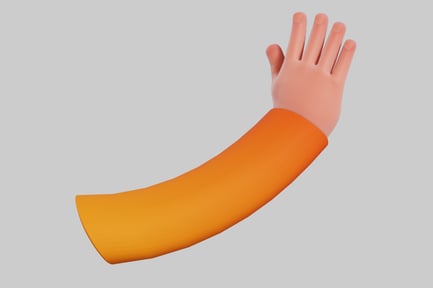 Stylized 3D Hand Waving Upwards