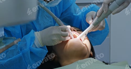 Preview: Woman wash teeth in the dental clinic