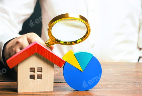 Preview: A man evaluates the structure of expenses for maintaining a house and household needs