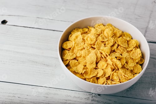 Preview: White bowl of corn flakes