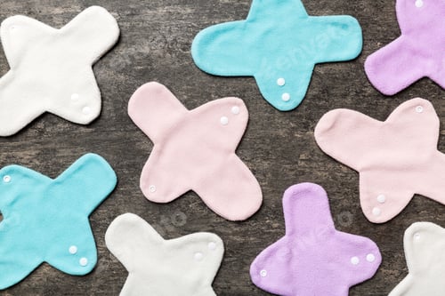 Preview: Eco-friendly reusable fabric women's pads. set of colorful bright reusable menstrual pads