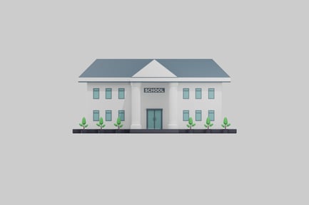 Aperçu: Illustration moderne d'un bâtiment scolaire avec un arbre majestueux