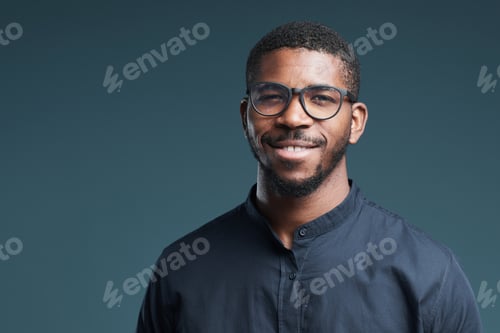 Preview: Smiling African American Man Wearing Glasses