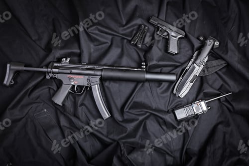 Preview: modern weapon, black background