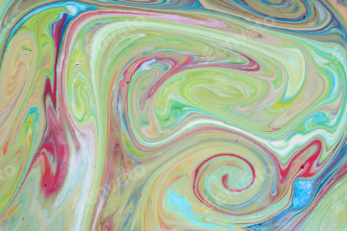Preview: Abstract Colorful Background. Fine Art In Green Color. Multicolored Pattern On The Liquid. Colored