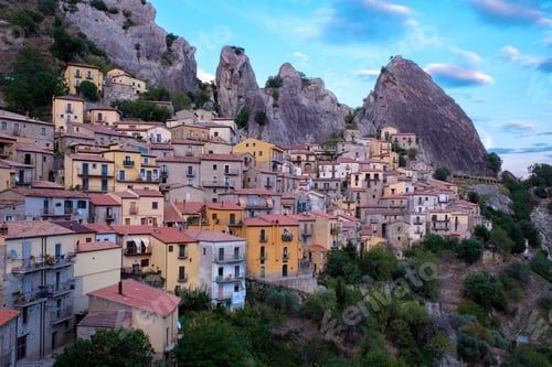 Preview: Exploring the enchanting streets of Castelmezzano village in Italy at twilight