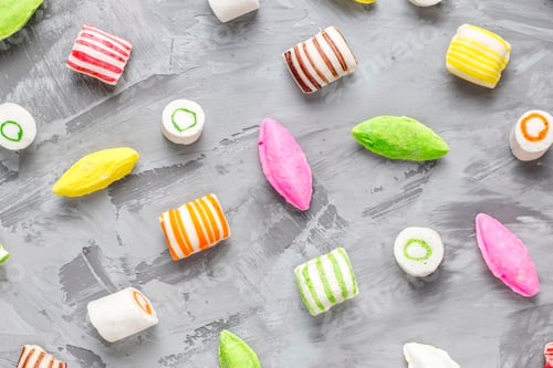 Preview: Colorful candies, jelly and marmalade,unhealthy sweets.