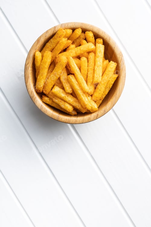 Preview: French fries. Salted snack. Potato chips.