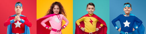 Preview: Confident children in superhero costumes