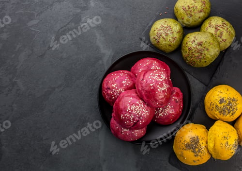 Preview: Healthy homemade colored bread buns for burgers