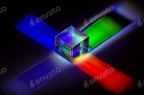 Preview: a glass cube reflects many colors