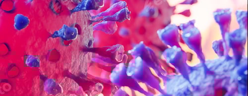 Preview: Detailed Microscopic View of Virus with Spikes