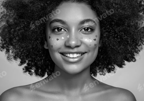 Preview: Beauty portrait of African American girl with afro hair