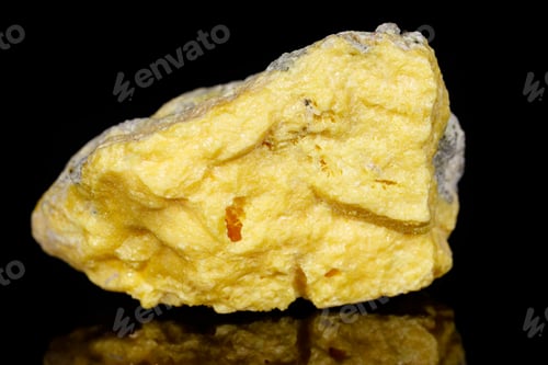 Preview: Macro mineral stone Sulfur on black background