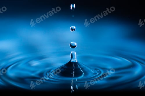 Preview: abstract background of blue water splash falling drop on liquid wave