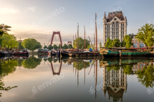 Preview: Rotterdam city cityscape skyline with, Oude Haven, Netherlands.