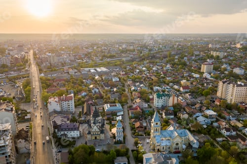 Preview: Aerial view of urban area in Ivano-Frankivsk city, Ukraine.
