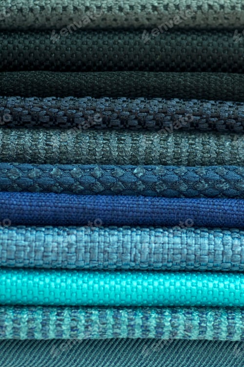 Preview: Stack of Blue and Teal Fabric Swatches