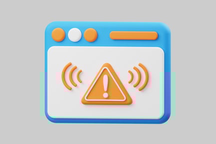 Aperçu: Fenêtre du navigateur avec symbole d'avertissement