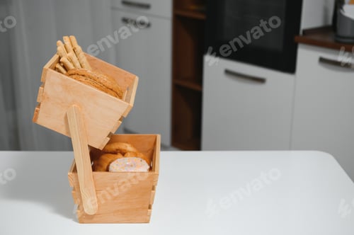 Preview: Craft wooden plate for storing bread or vegetables in the kitchen