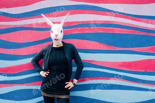 Preview: Young woman outdoor wearing mask