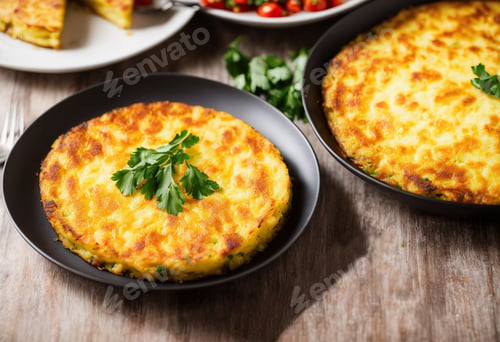 Preview: Spanish omelette with potatoes and onion, typical Spanish cuisine. Spanish tortilla.