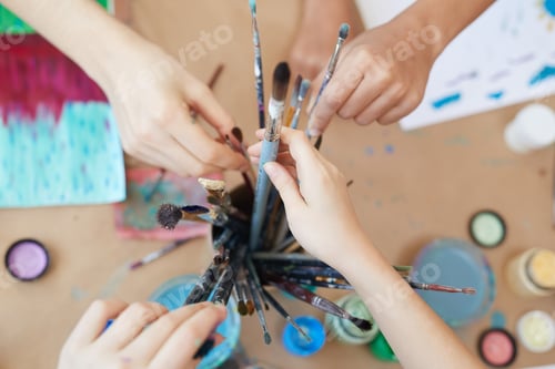 Preview: People taking paintbrush for painting
