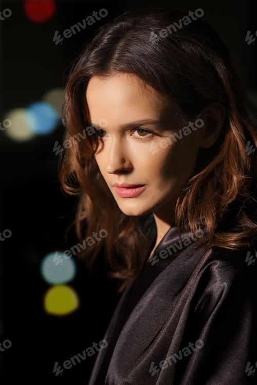 Preview: Portrait of half turned beautiful girl with fresh clean skin