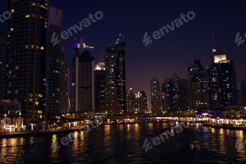 Preview: Beautiful night city, cityscape of Dubai, United Arab Emirates