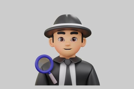 Preview: Cartoon detective character with magnifier