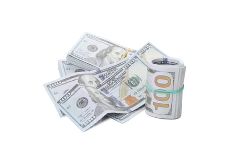 Preview: PNG, Stacks of American cash money, isolated on white background