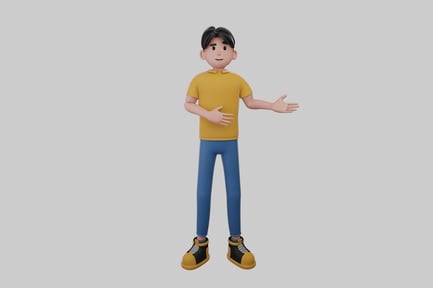 Preview: Friendly cartoon man presentation pose