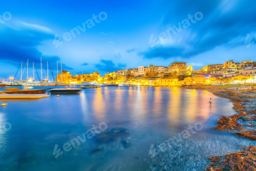 Preview: Astonishing evening cityscape of Castellammare del Golfo town.