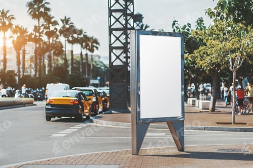 Visualização: Mockup de um pôster de anúncio de rua vazio