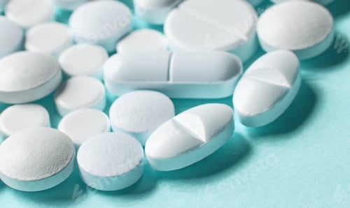 Preview: white pills on blue background