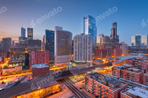 Preview: Chicago, IL, USA Cityscape at Twilight