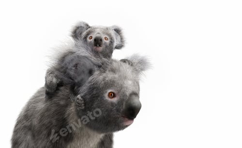 Preview: Koala bear with its baby on back