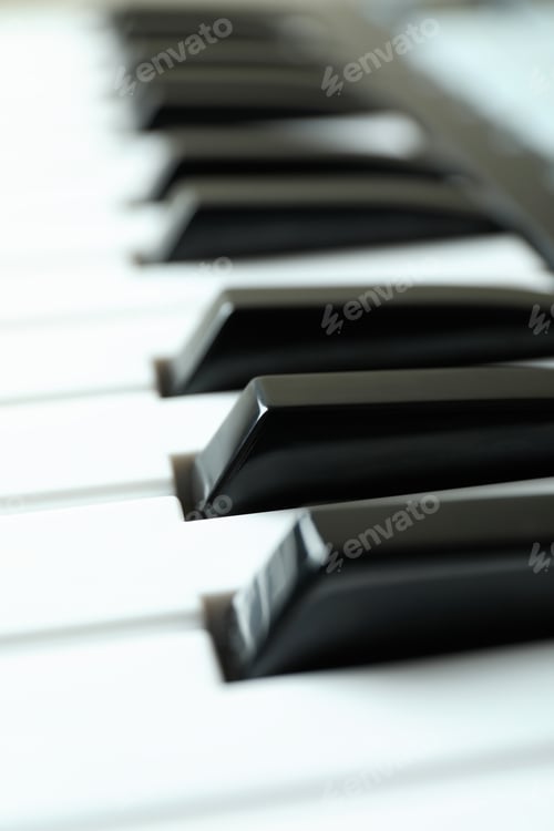 Preview: Midi keyboard, close up and selective focus