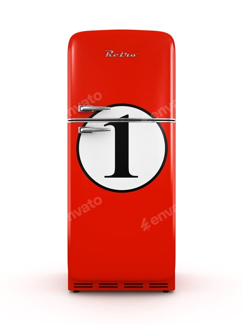 Preview: Retro fridge isolated on white background 3D rendering