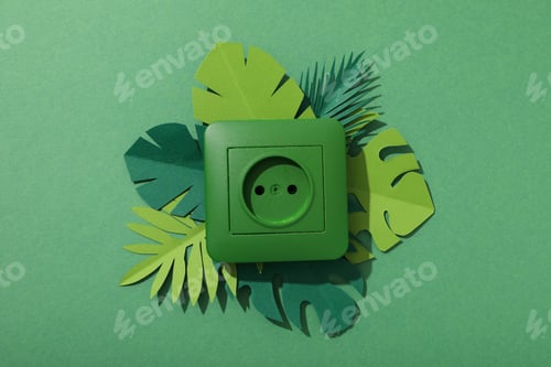 Preview: Eco house concept, green rosette with leaves